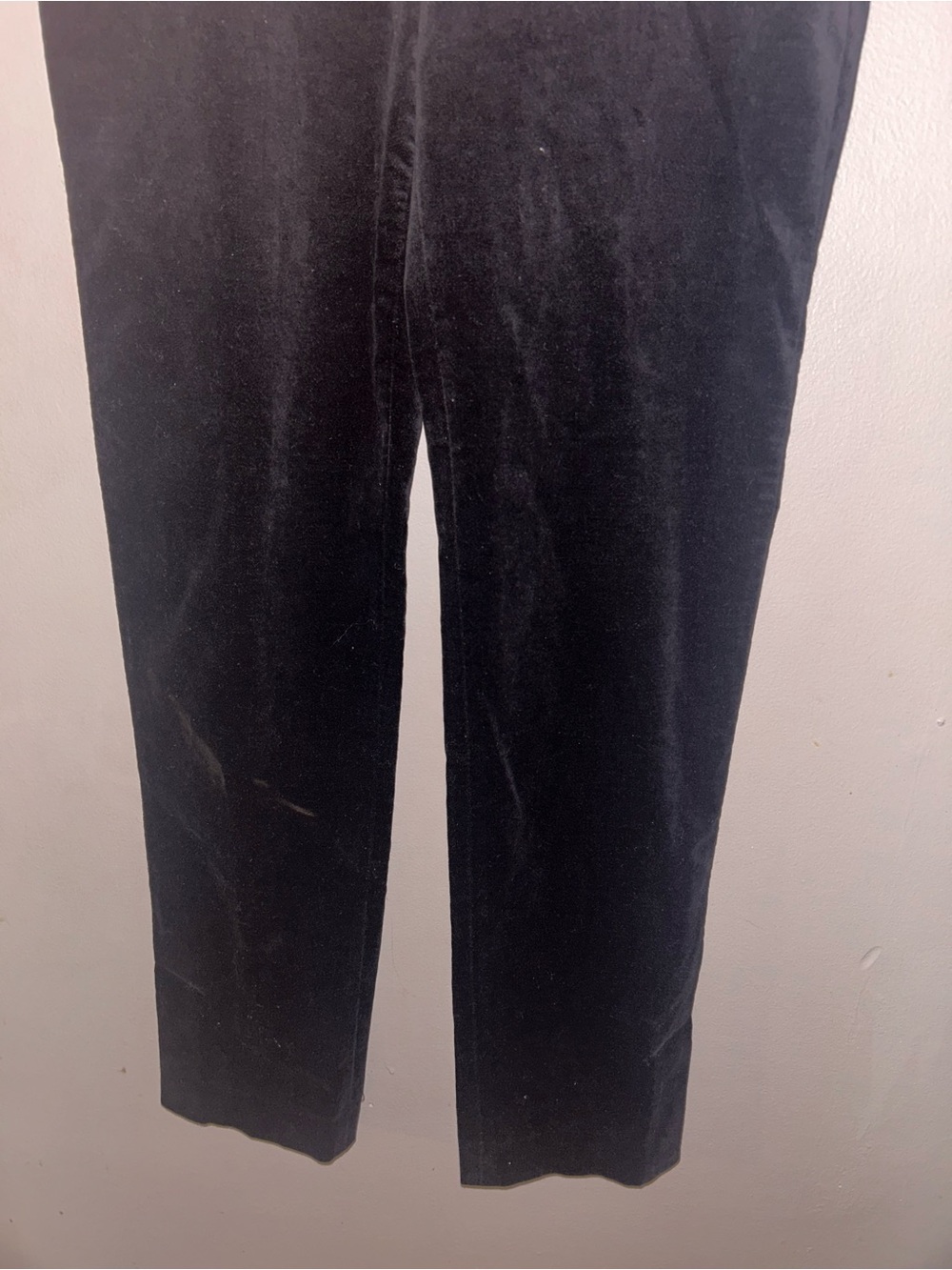 Talbots Pants - black velvet flat front skinny w/ankle slits - Picture 5 of 12